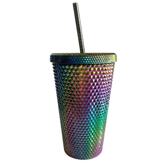 OIL SLICK Starbucks NWT Cold Cup Tumbler Grande Studded Rainbow Halloween 16 oz - Picture 2 of 4